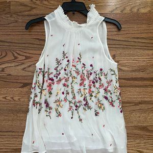 Anthropologie Floreat Sotra Floral Mock Neck Top